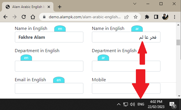 Arabic English bilingual inputs jquery plugin